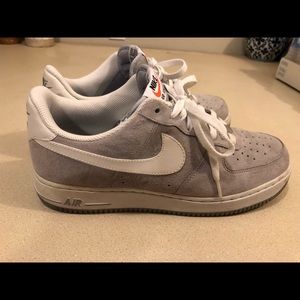 Nike Air Force 1’s low tops. Grey Suade.